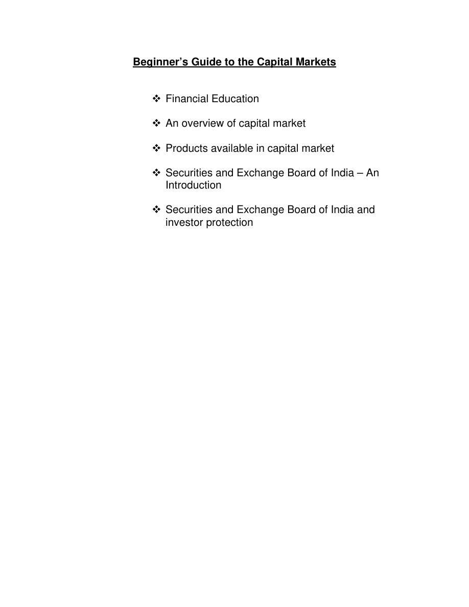 Beginner’s Guide to Capital Market PDF – Unknown