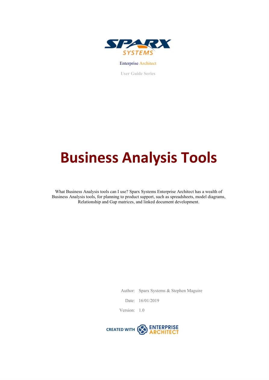 Business Analysis Tools PDF – Unknown