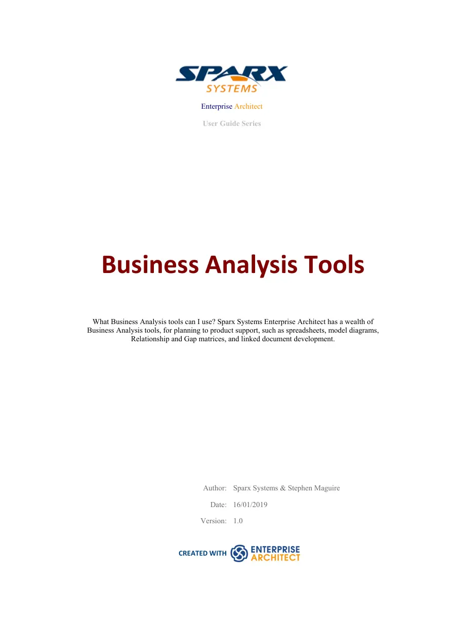 Business Analysis Tools PDF – Unknown