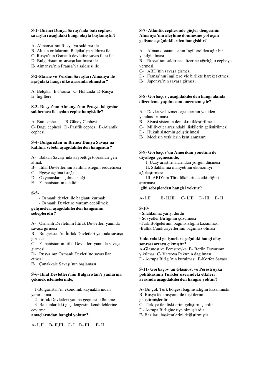 Çağdaş Türk Tarihi Test 1 PDF – Kolektif