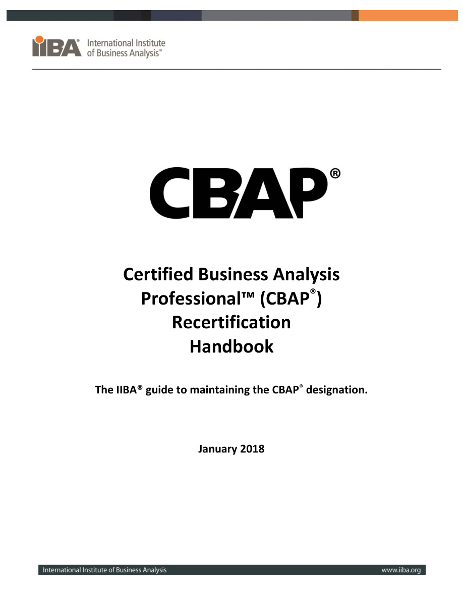 CBAP Recertification Handbook PDF – Unknown / IIBA