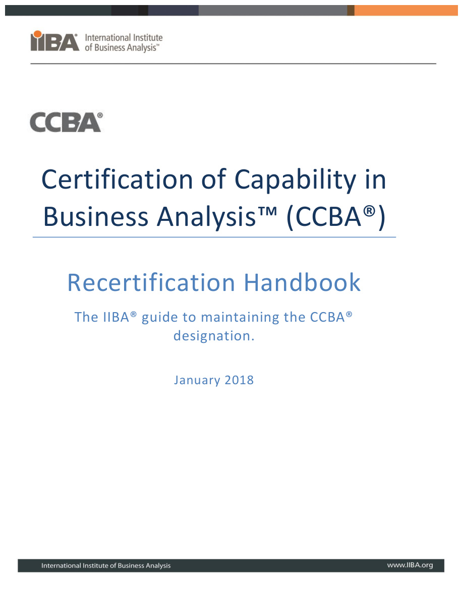 CCBA Recertification Handbook PDF – Unknown / IIBA