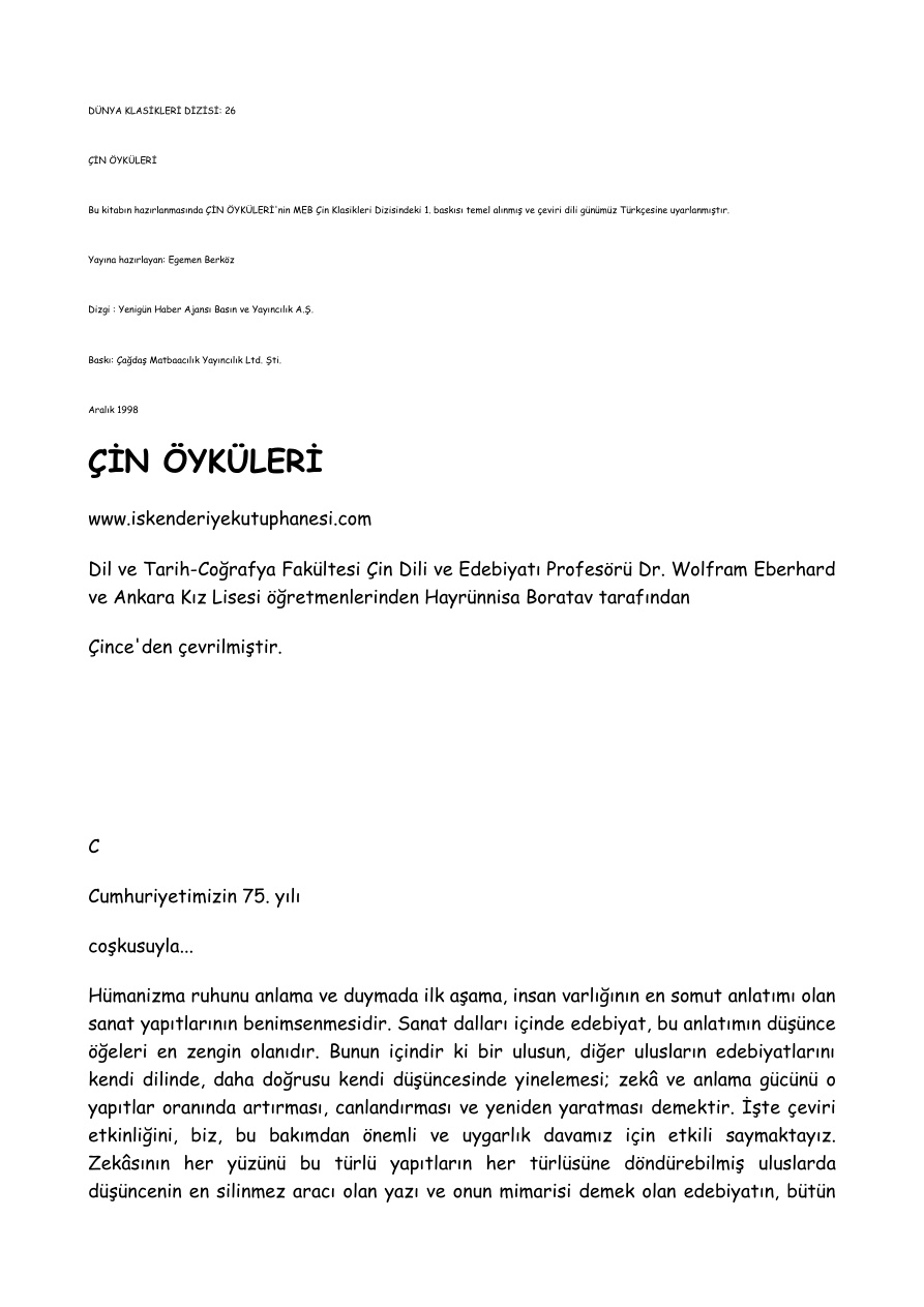 Çin Öyküleri (Dünya Klasikleri 26) PDF – Kolektif