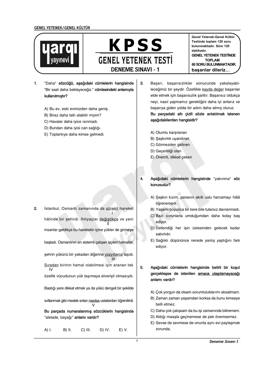 Deneme 1 GKGY PDF – Kolektif / Sınav Hazırlık