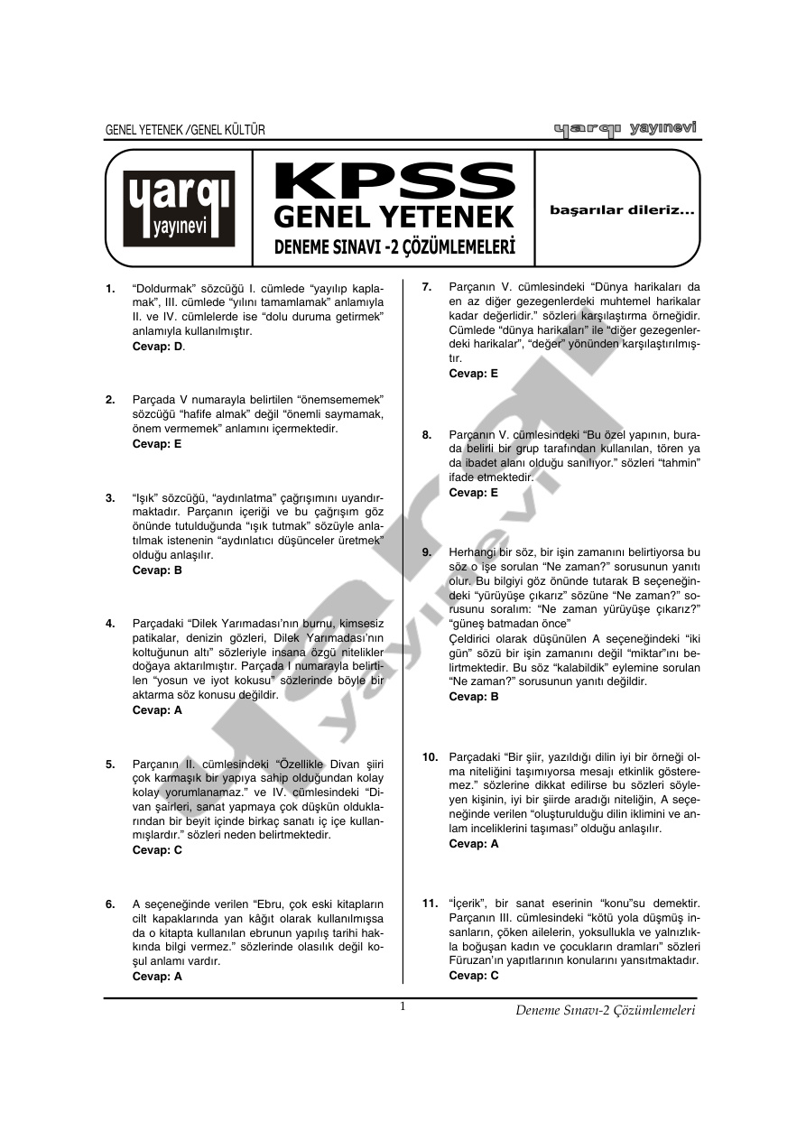 Deneme 2 GKGY: Çözüm PDF – Kolektif / Sınav Hazırlık
