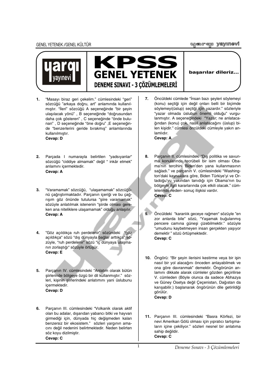 Deneme 3 GKGY: Çözüm PDF – Kolektif / Sınav Hazırlık