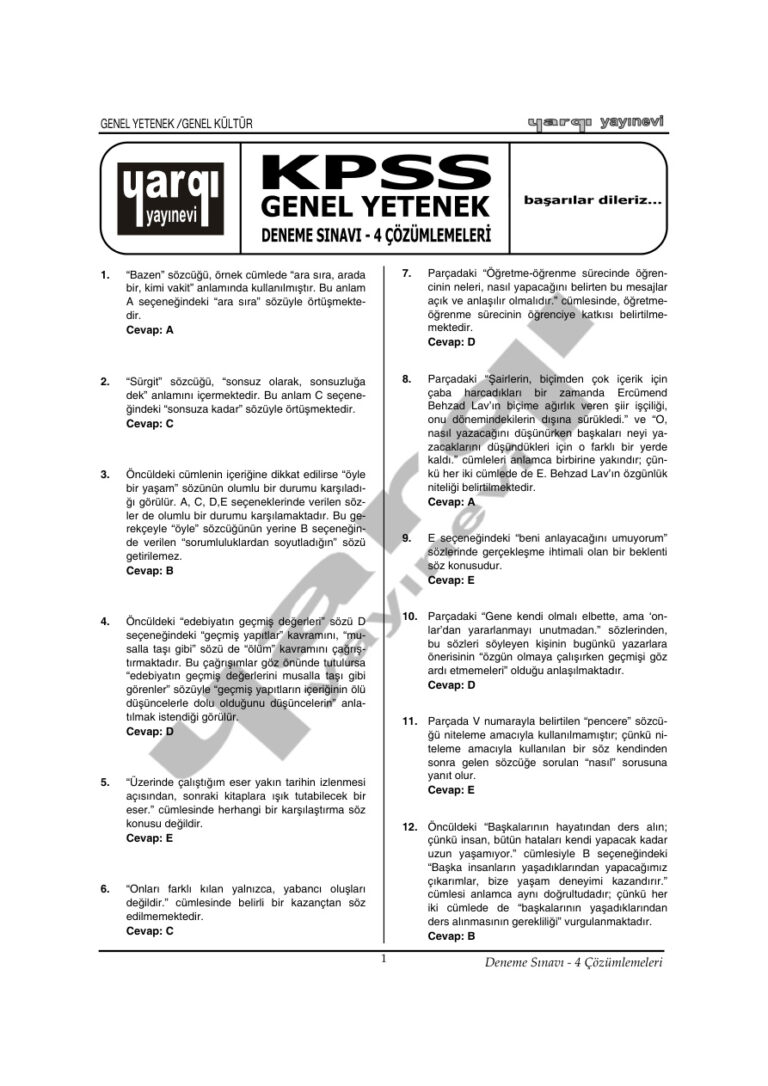 deneme4gkgyçözüm Kitap Kapağı