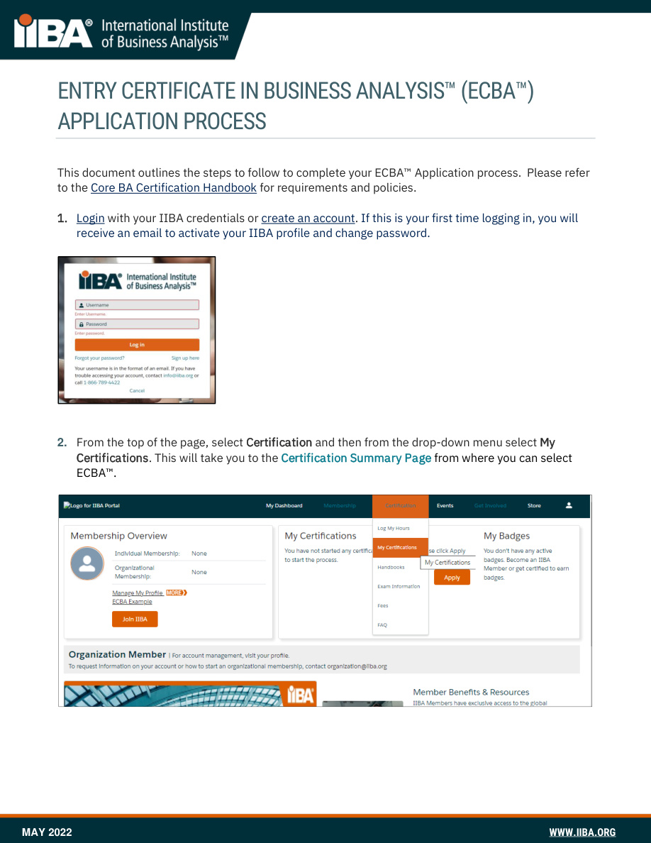 ECBA Application Process PDF – Unknown / IIBA
