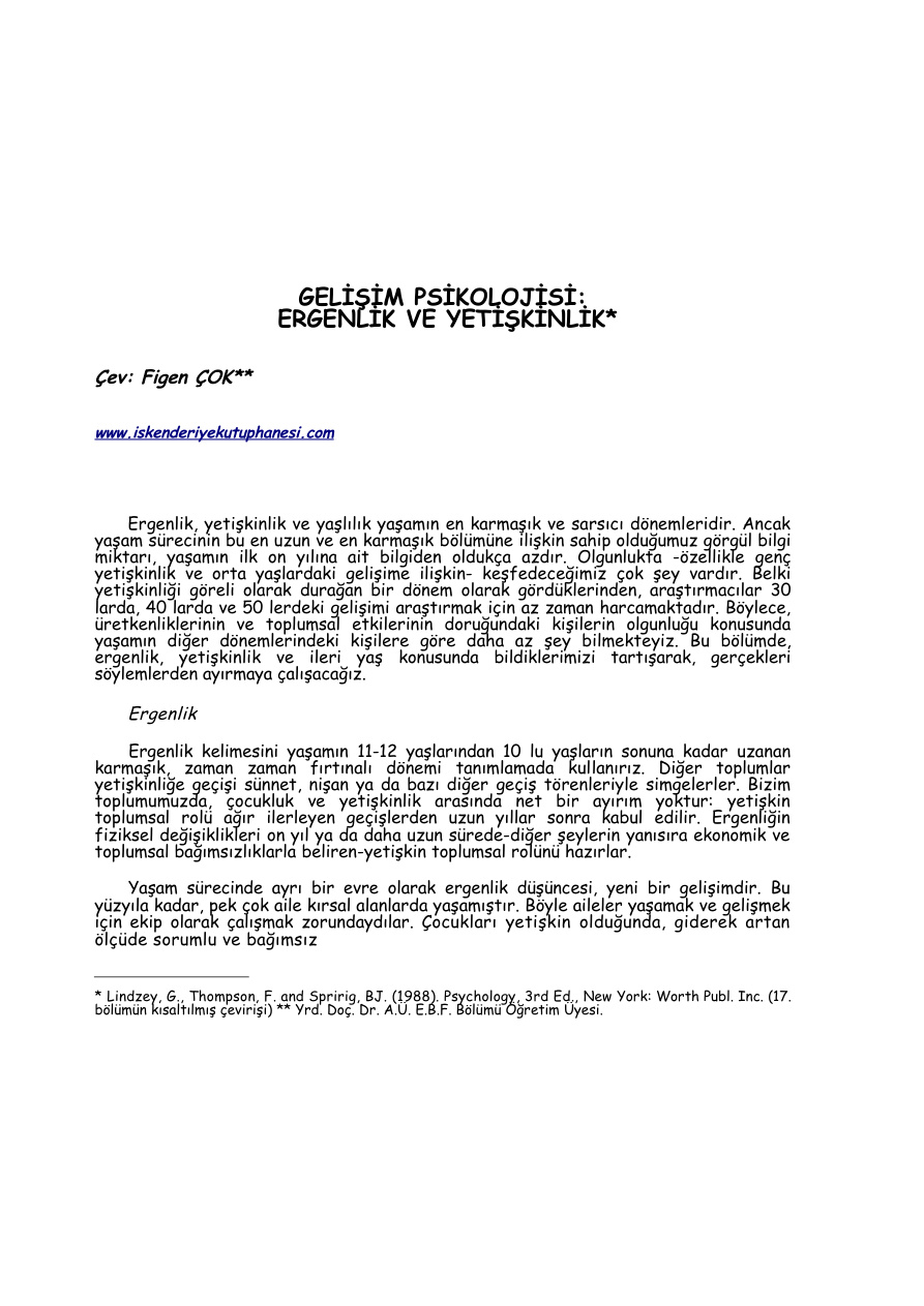 Gelişim Psikolojisi PDF – Akademik Kaynak / Kolektif