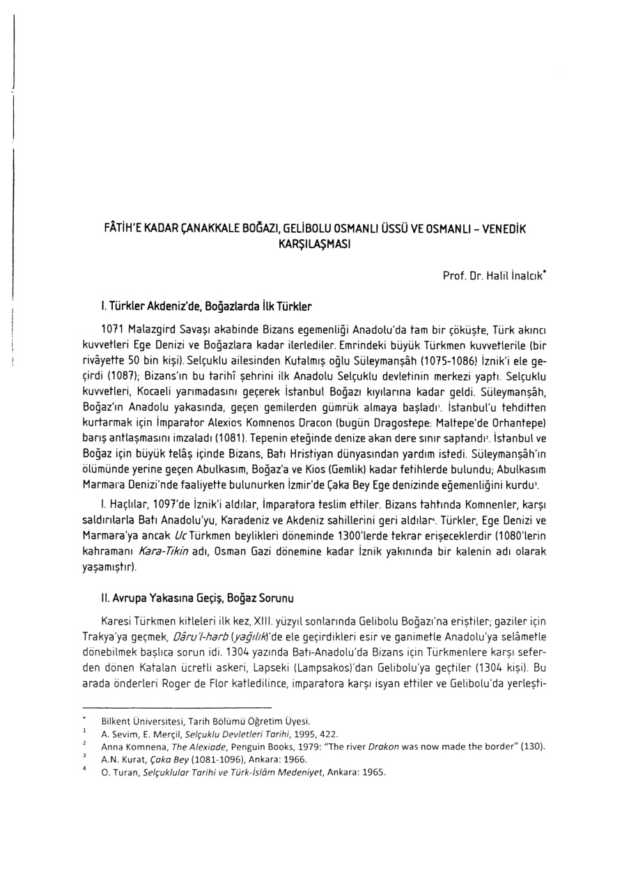 halil inalcık Fatihe Kadar Çanakkale Boğazı Kitap Kapağı