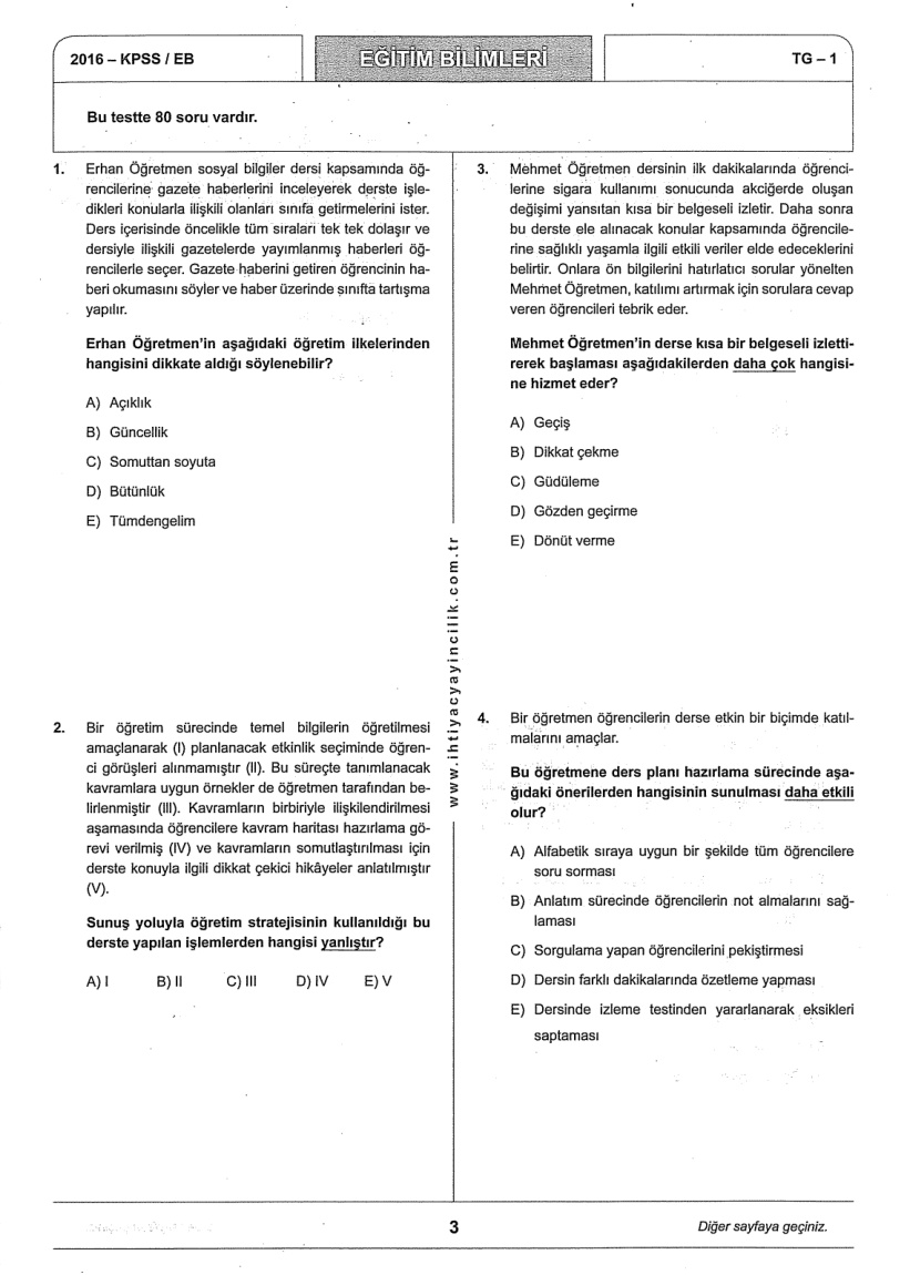 İhtiyaç 1 Eğitim Bilimleri KPSS PDF – İhtiyaç Akademi Komisyon