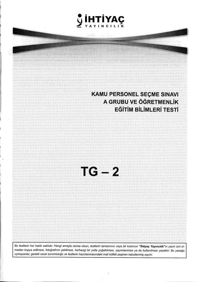 İhtiyaç 2 Eğitim Bilimleri KPSS PDF – İhtiyaç Akademi Komisyon