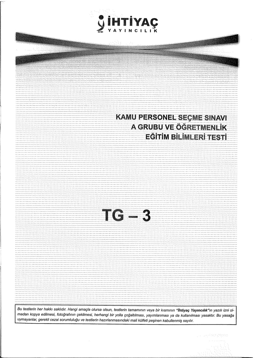 İhtiyaç 3 Eğitim Bilimleri KPSS PDF – İhtiyaç Akademi Komisyon