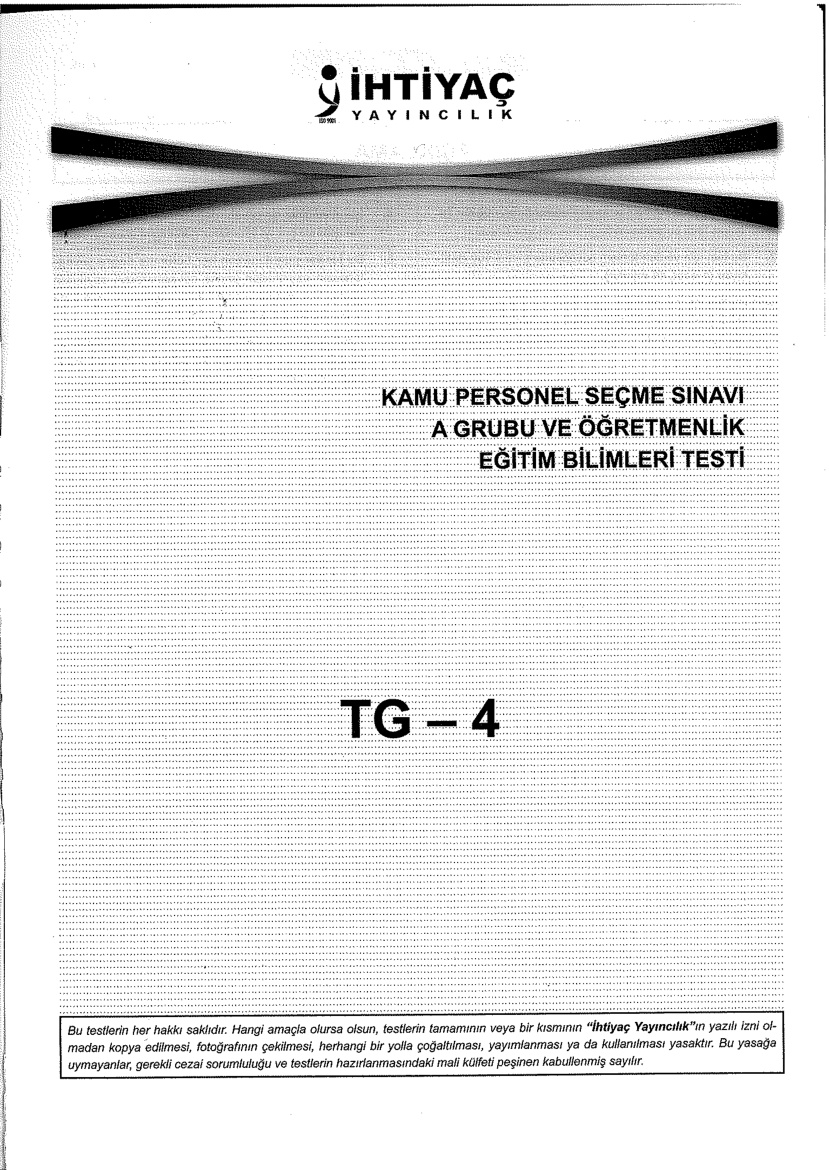 İhtiyaç 4 Eğitim Bilimleri KPSS PDF – İhtiyaç Akademi Komisyon
