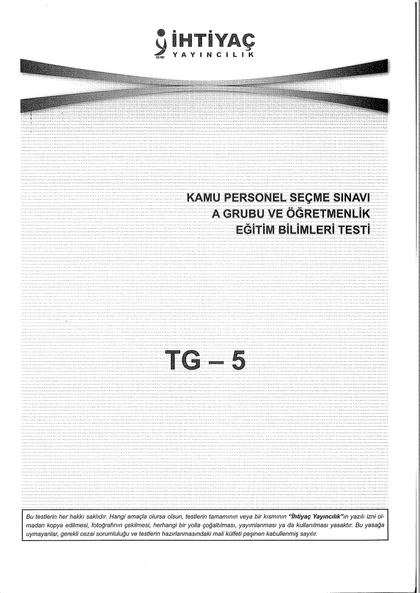 İhtiyaç 5 Eğitim Bilimleri KPSS PDF – İhtiyaç Akademi Komisyon