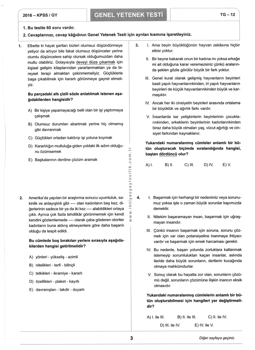 İhtiyaç Akademi TG 12 – 2016 GKGY KPSS PDF – İhtiyaç Akademi Komisyon