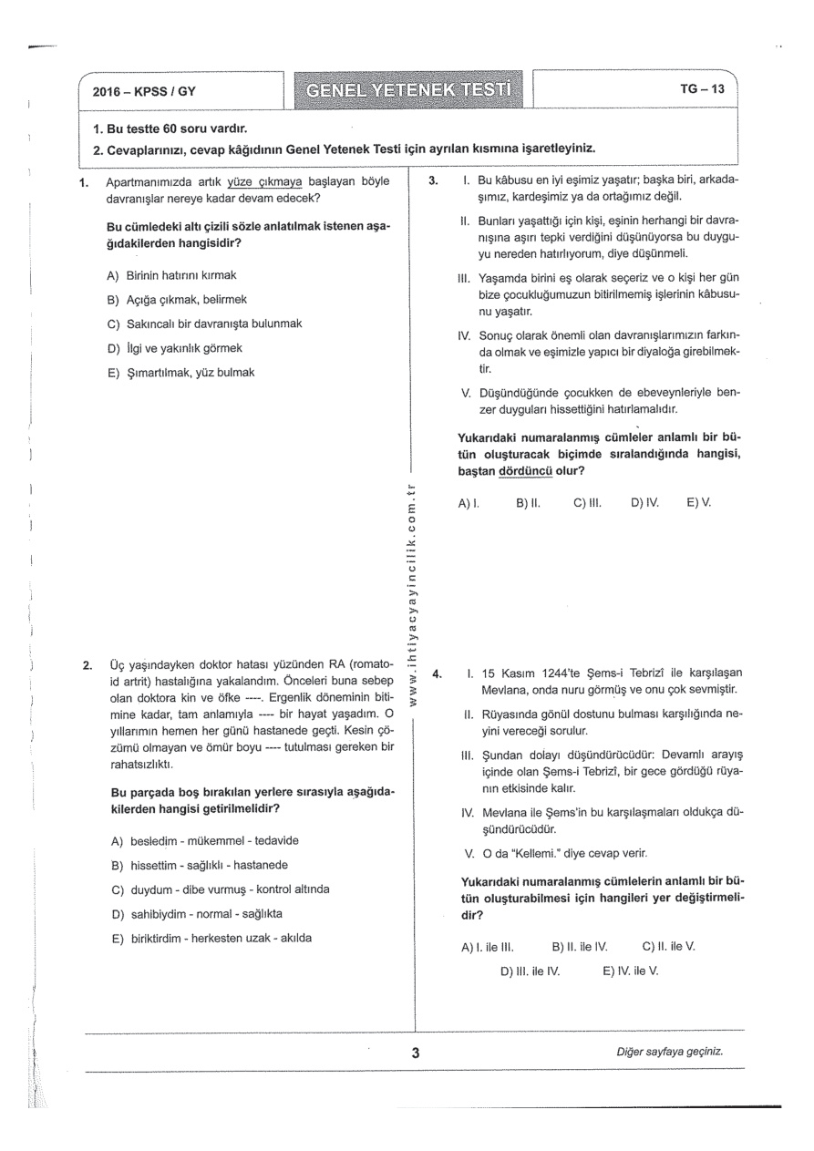İhtiyaç Akademi TG 13 – 2016 GKGY KPSS PDF – İhtiyaç Akademi Komisyon