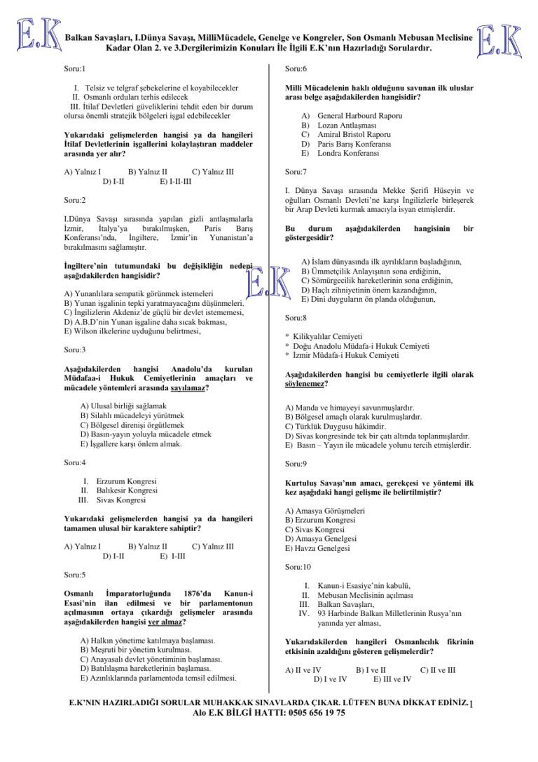 İnkılap Tarihi Soru Bankası PDF - Ersin Karahan 21 inkılap tarihi 2 ve 3. dergi 378 soru Ersin Karahan Kitap Kapağı