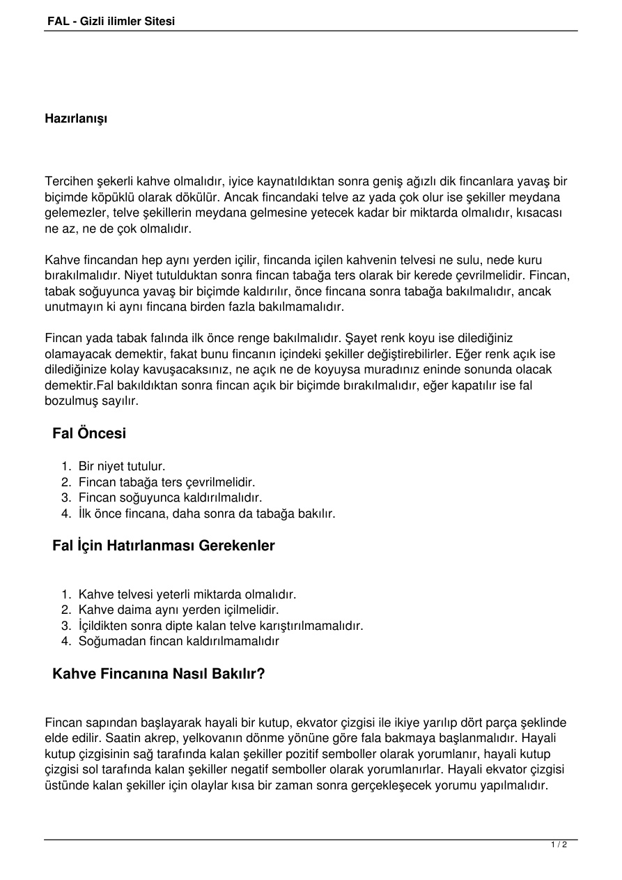 Kahve Falı Nasıl Bakılır? PDF – Bilinmiyor (Rehber/El Kitabı)