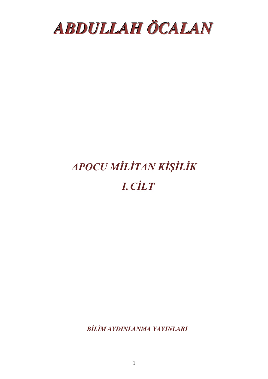 Kişilik: Cilt 1 PDF – Abdullah Öcalan