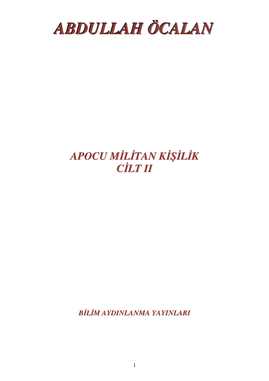 Kişilik: Cilt 2 PDF – Abdullah Öcalan