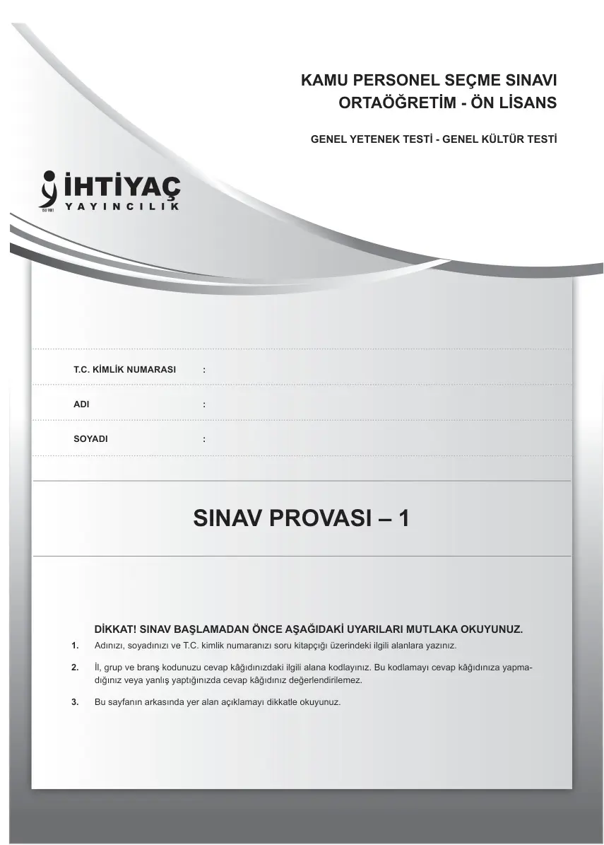 KPSS Önlisans Deneme Sınavı PDF – Kpsscini Komisyon