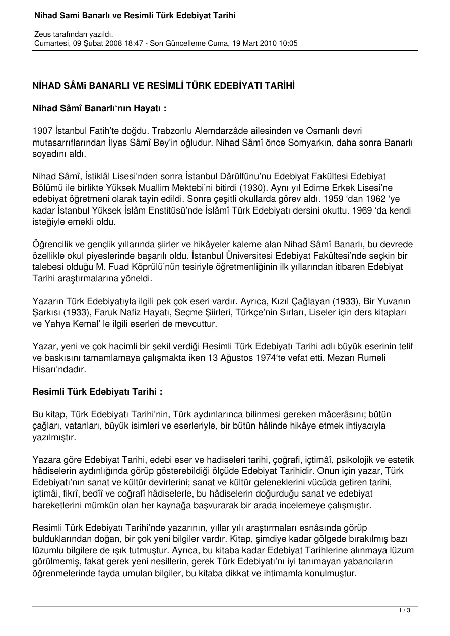 resimli turk edebiyat tarihi PDF – Nihad Sâmi Banarlı