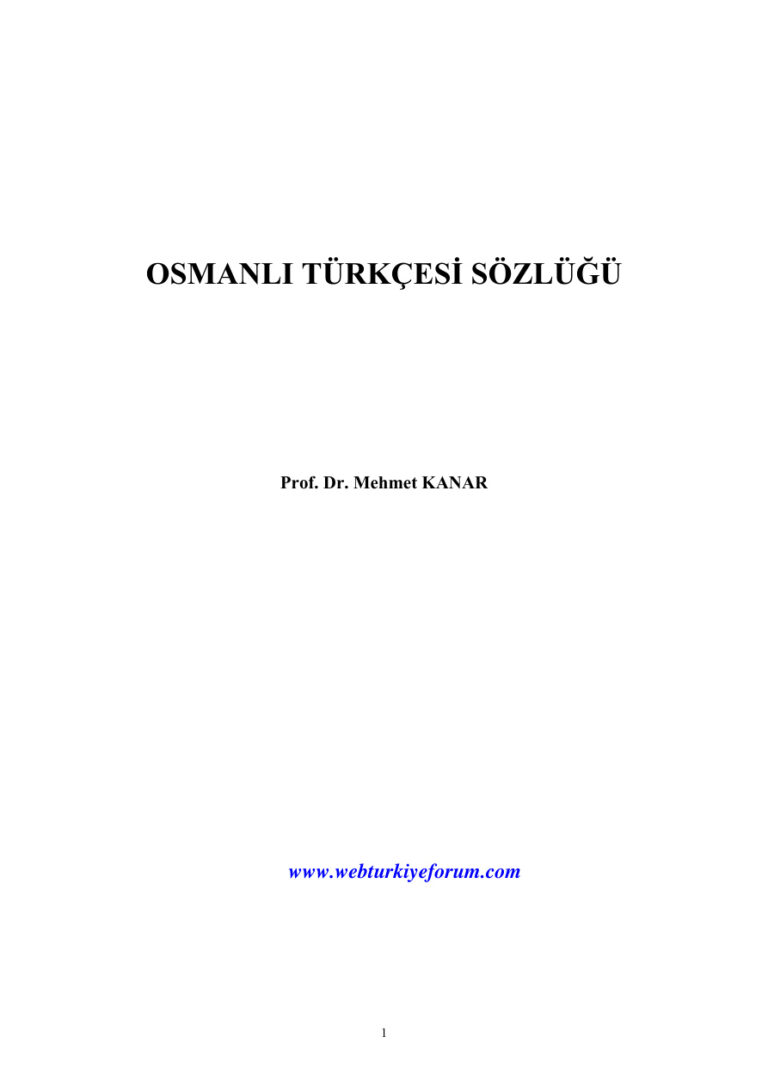 osmanli turkcesi sozlugu Kitap Kapağı
