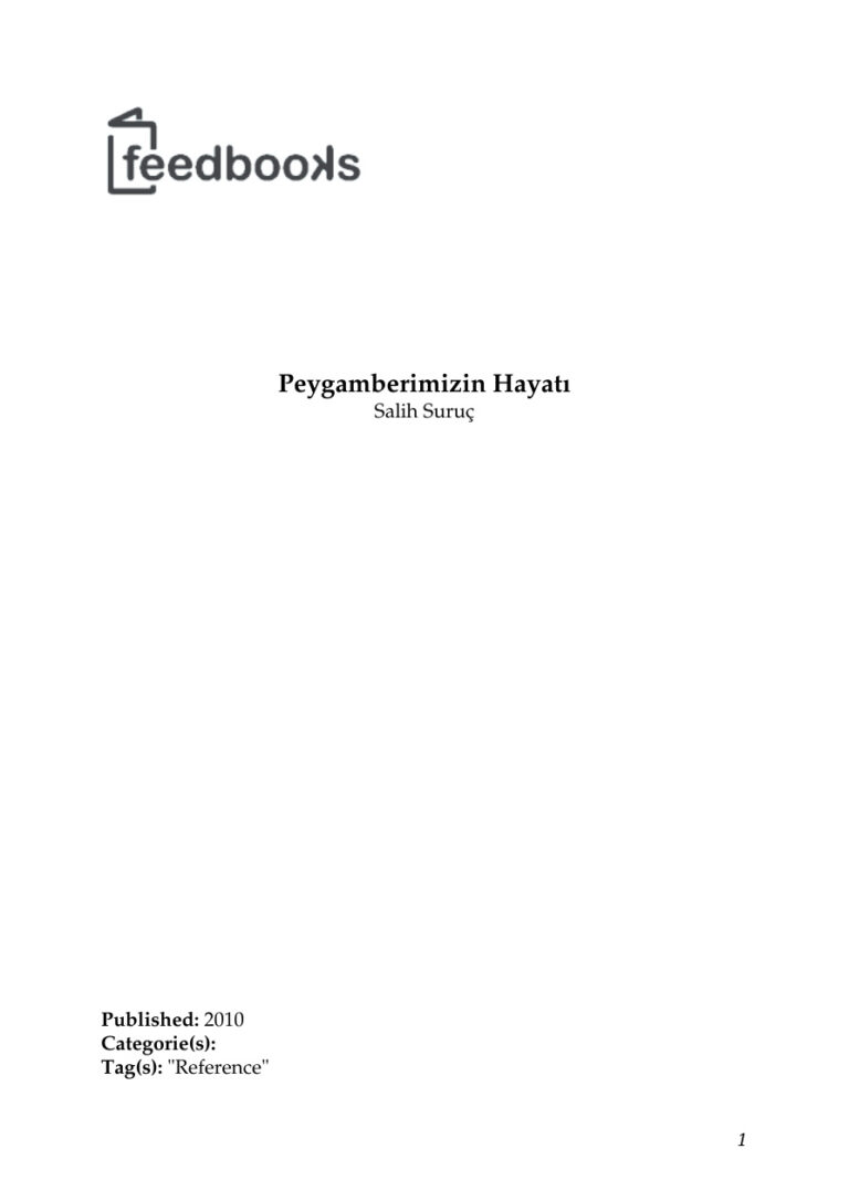 salih suruc peygamberimizin hayati Kitap Kapağı