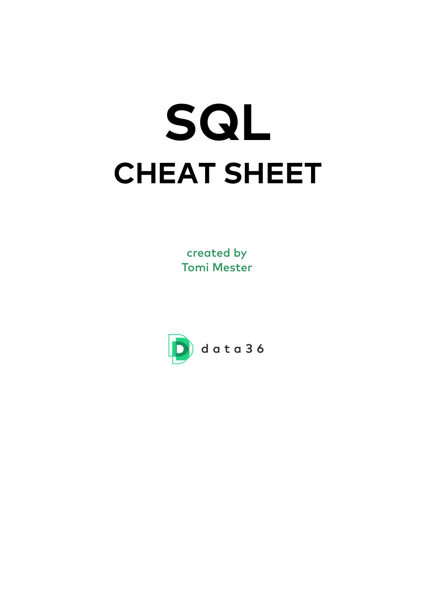 SQL Cheat Sheet for Data Scientists PDF – Tomi Mester