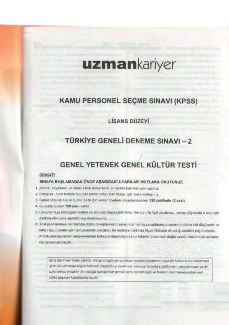 uzman GK GY DENEMESİ VE CEVAPLARI Kitap Kapağı
