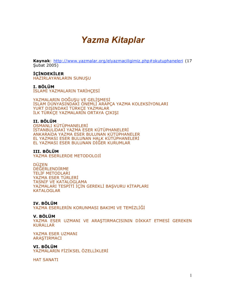 yazma kitaplar Kitap Kapağı