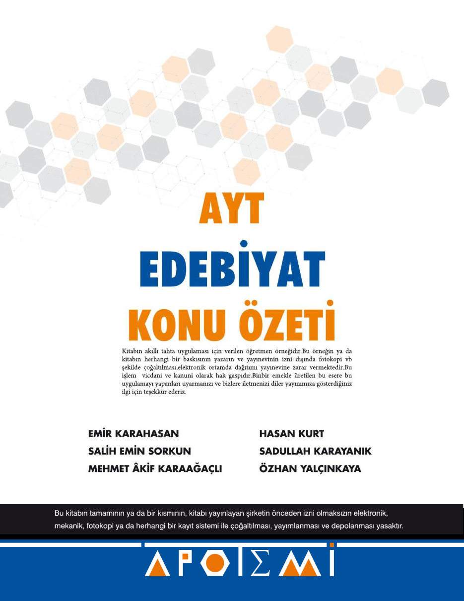 2025 APOTEMİ AYT EDEBİYAT KONU ÖZETİ PDF İndir – Apotemi Yayınları