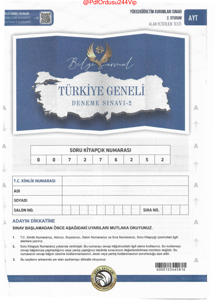 2026 BİLGİ SARMAL TG 2 AYT PDF İndir – Bilgi Sarmal Komisyon