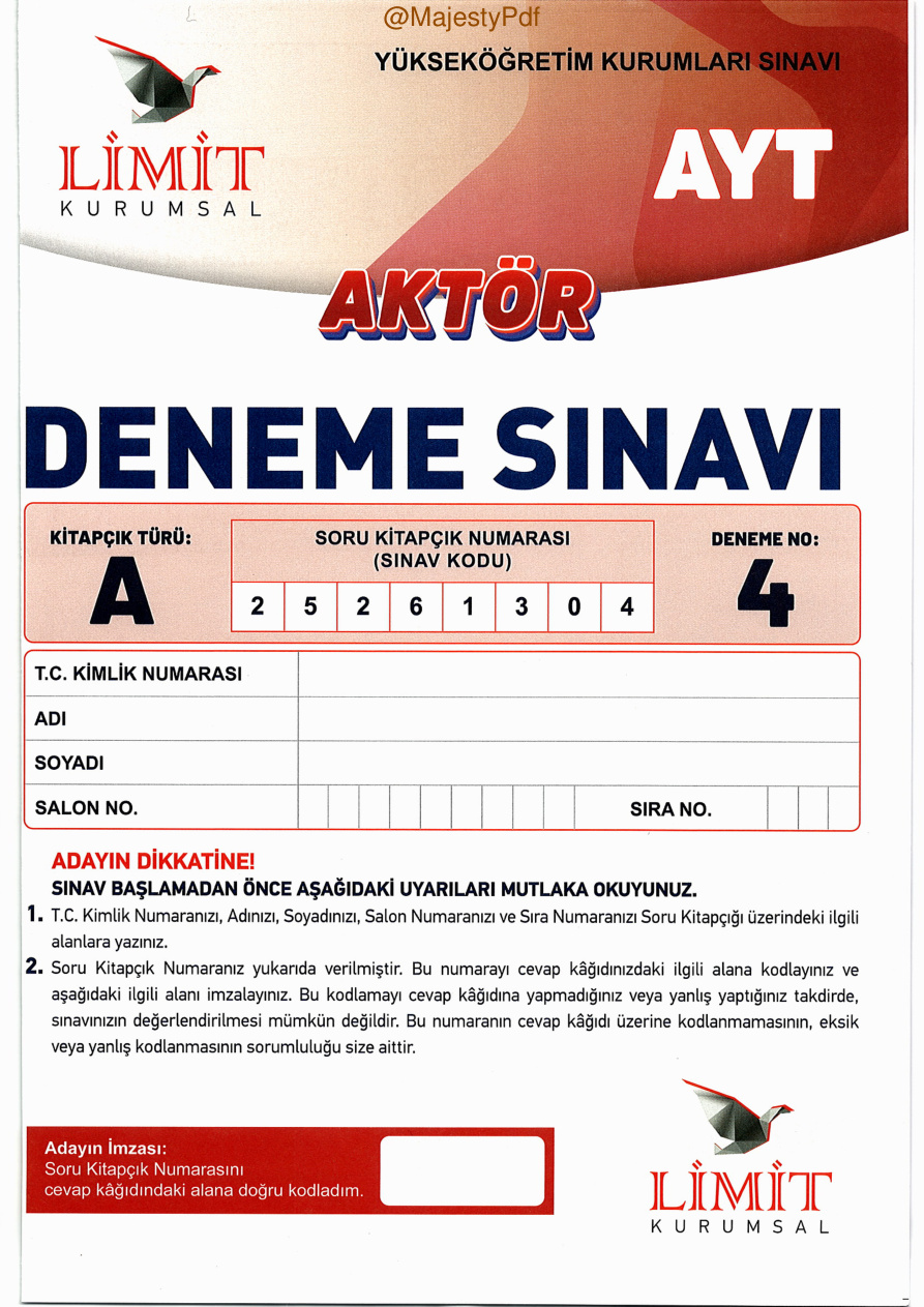 2026 LİMİT AKTÖR AYT 4 PDF İndir – Limit Komisyon