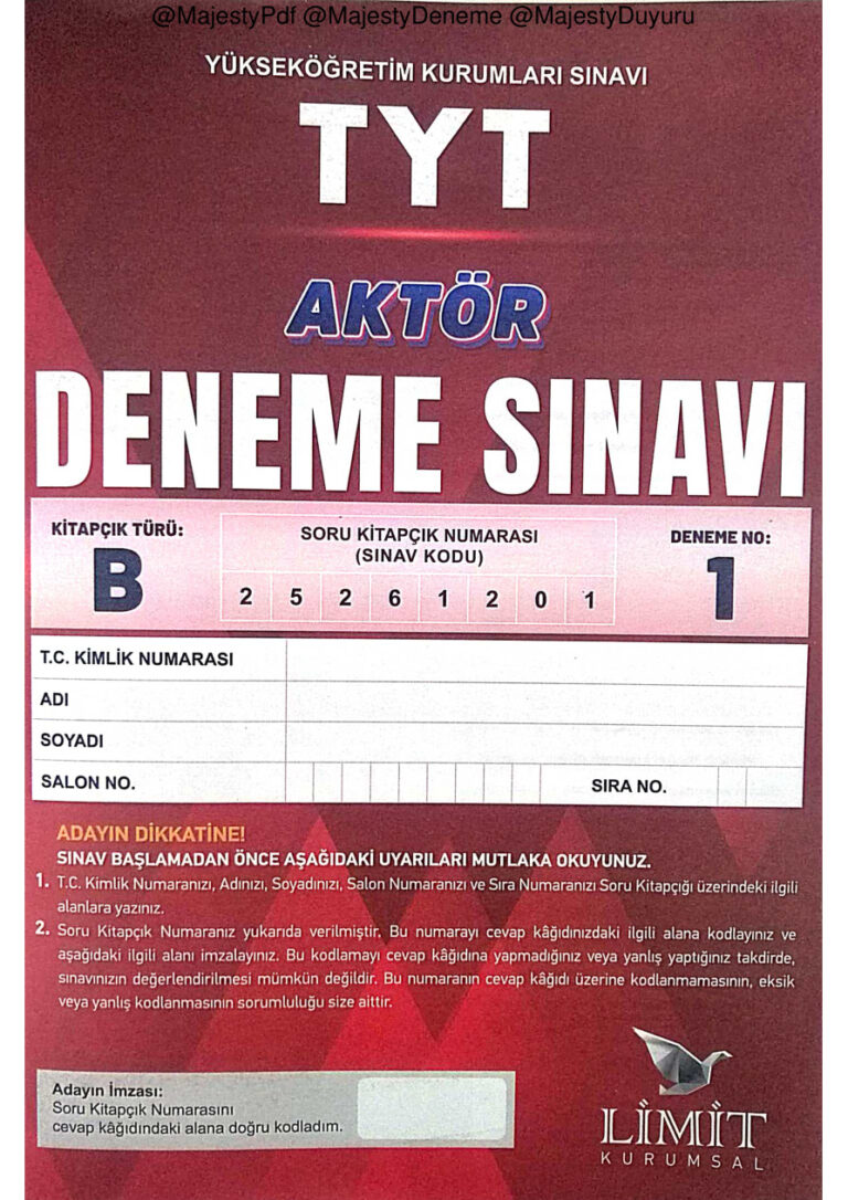 2026 LİMİT AKTÖR TYT 1 Kitap Kapağı