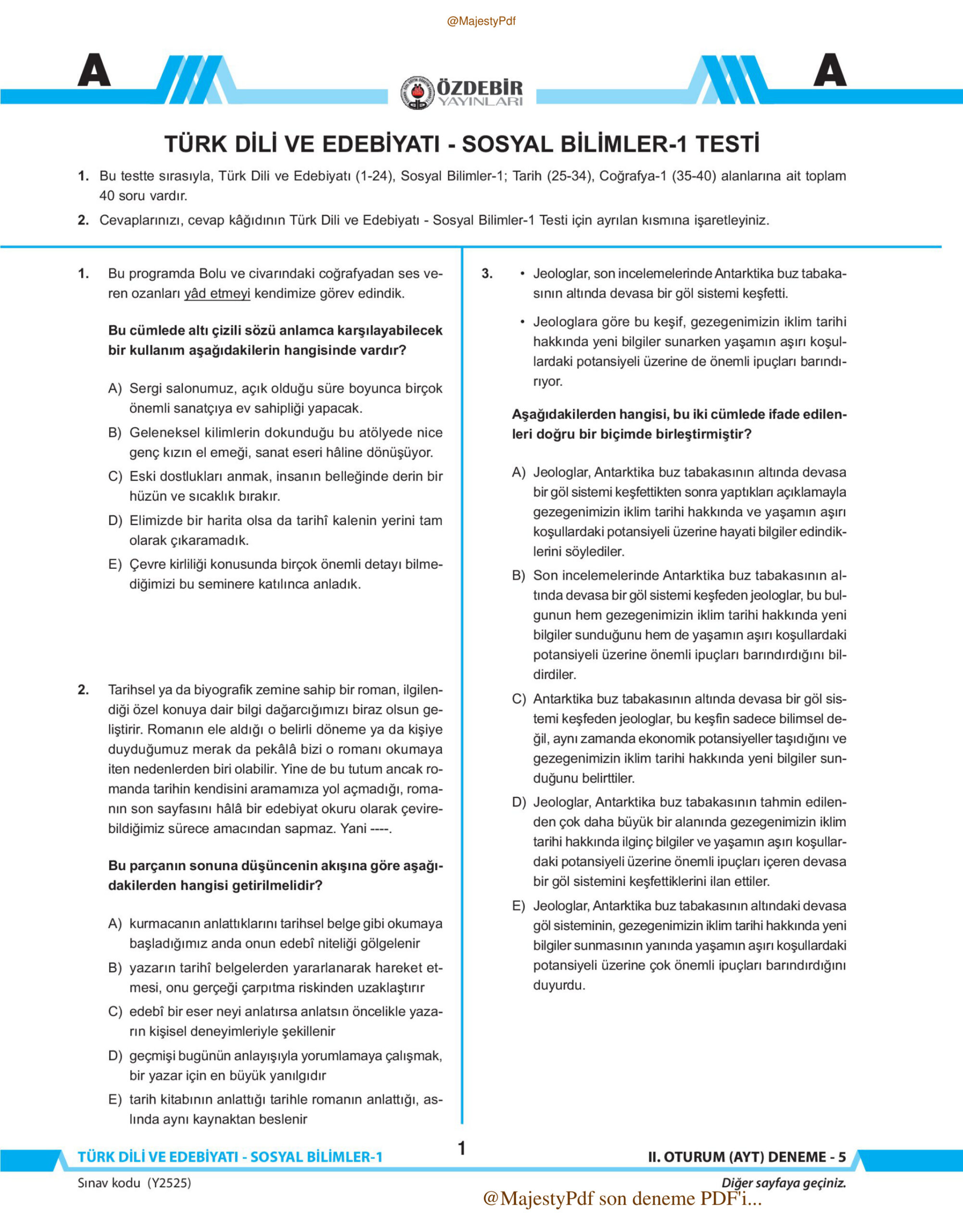 2026 ÖZDEBİR TG 5 AYT PDF İndir – Özdebir Komisyon