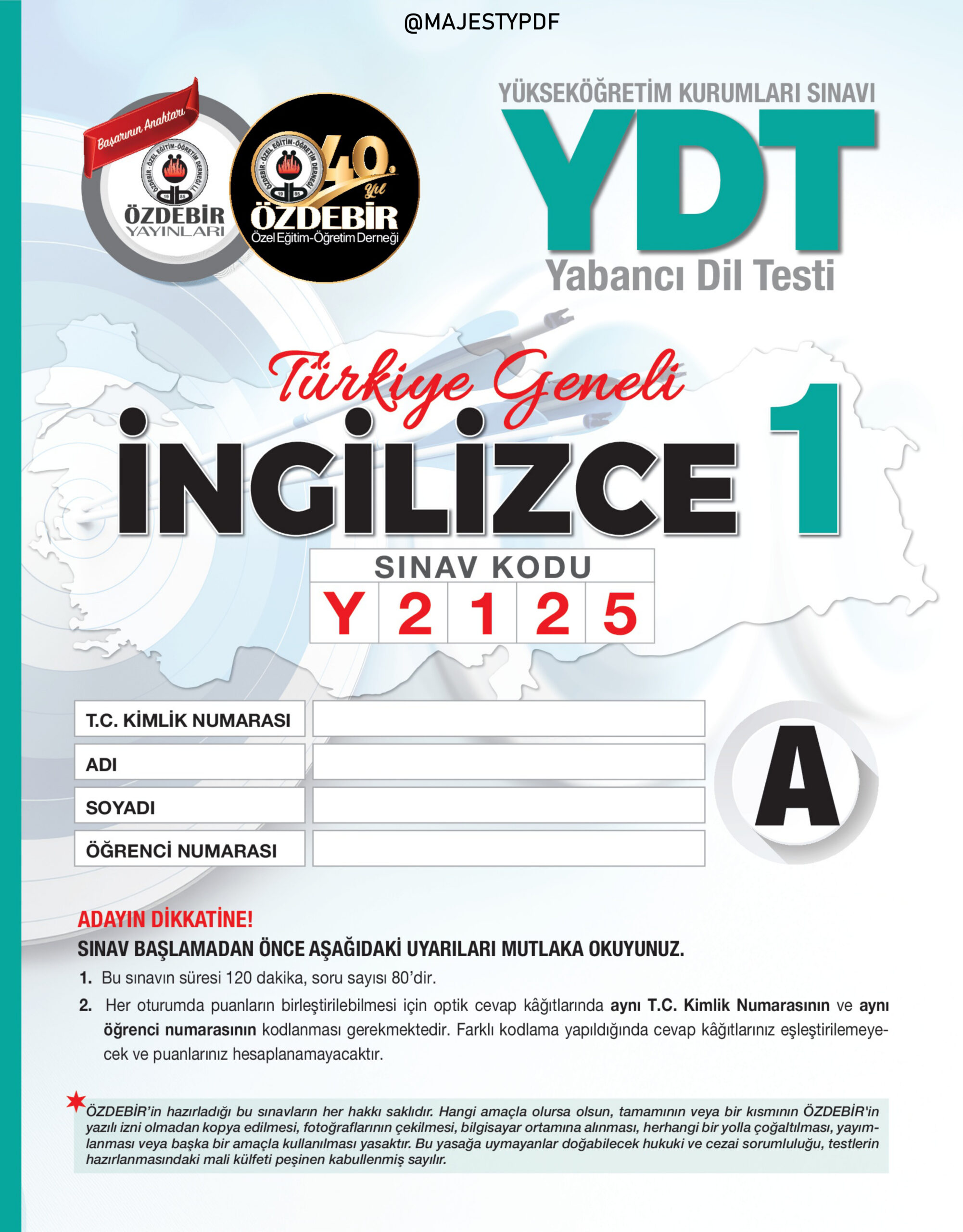 2026 ÖZDEBİR TG YDT 1 PDF İndir – Özdebir Komisyon