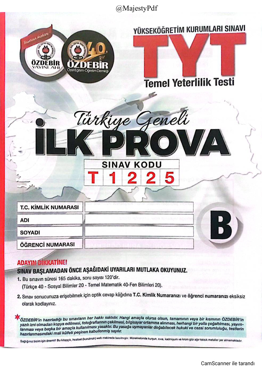 ÖZDEBİR İLK PROVA TYT MATEMATİK ÇÖZÜMLER PDF İndir – Özdebir Komisyon