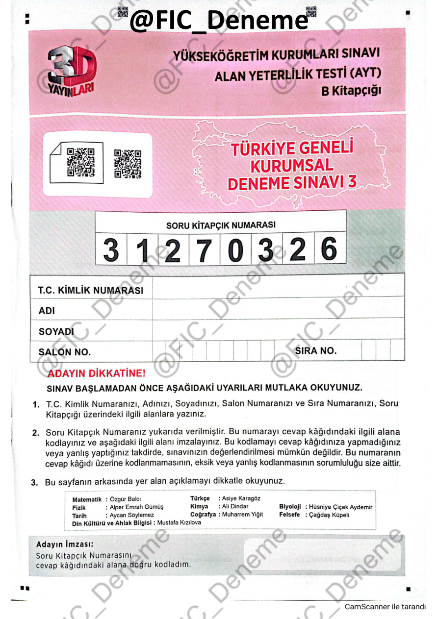 3D AYT TG B KİTAPÇIĞI PDF İndir – 3D Komisyon