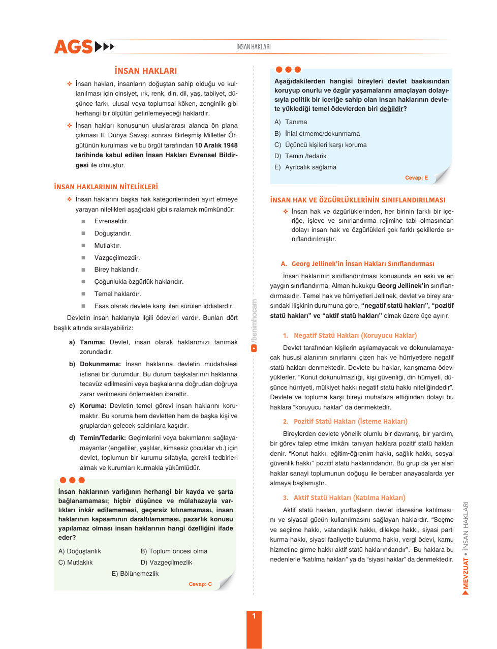AGS İnsan Hakları Konu Anlatımı PDF İndir - Kolektif 7 AGS İnsan Hakları Konu Anlatımı PDF İndir – Kolektif