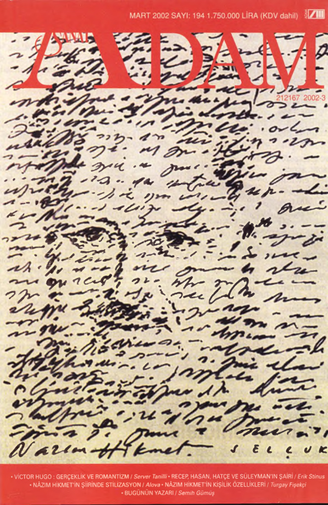 Adam Aylık Sanat Dergisi Sayı 194 Mart 2002 Nazım Hikmet PDF İndir – Kolektif