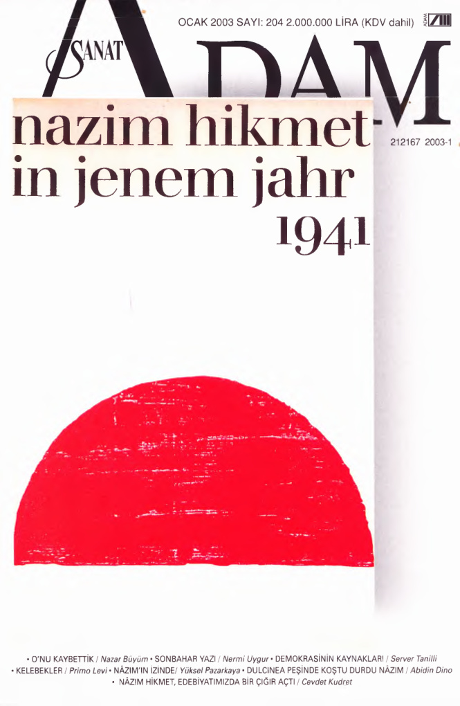 Adam Aylık Sanat Dergisi Sayı 204 Ocak 2003 Nazım Hikmet PDF İndir – Kolektif