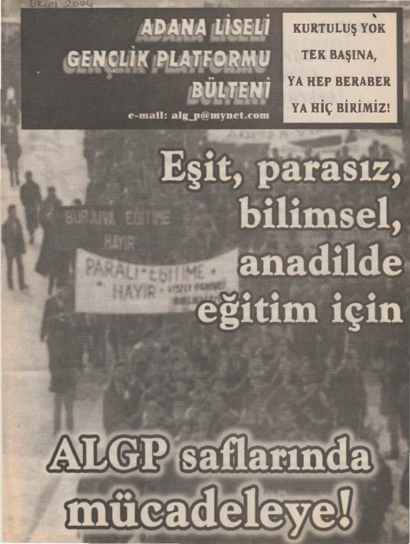 Adana Liseli Gençlik Platformu Bülteni Ekim 2004 PDF İndir – Kolektif