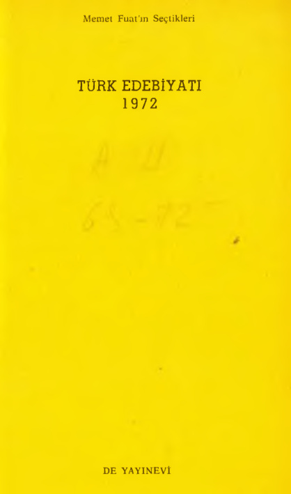 De Yayınları Türk Edebiyatı Yıllığı 1972 PDF – Kolektif