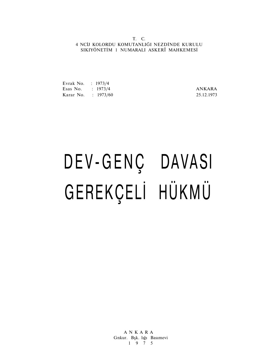 Dev-Genç Davası Gerekçeli Hükmü PDF – Kolektif