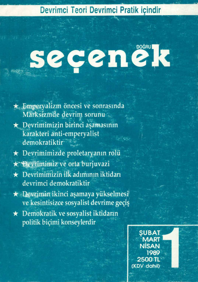 Doğru Seçenek Sayı 01: Şubat-Mart-Nisan 1989 PDF – Kolektif