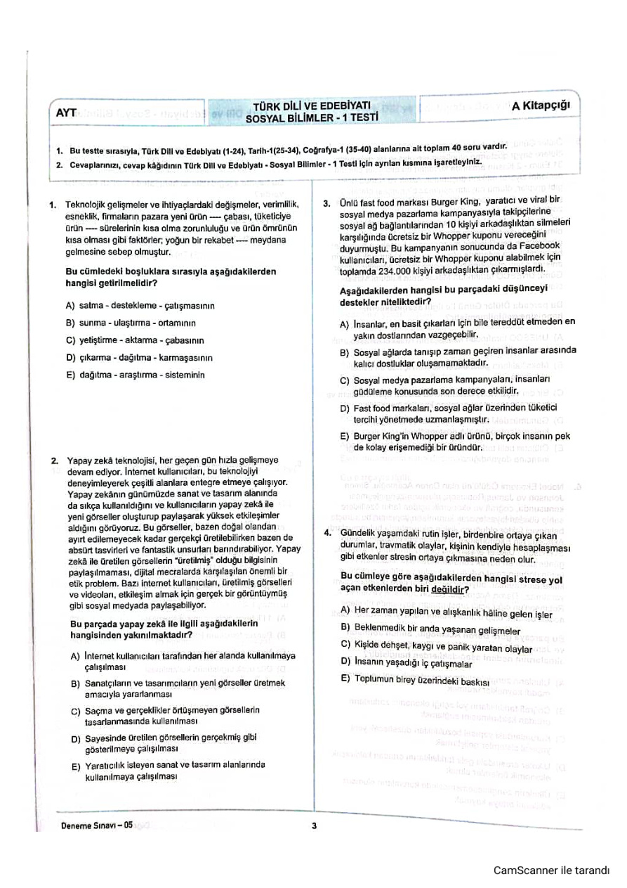 EĞİTİM VADİSİ TG AYT EDEBİYAT SORULARI PDF İndir – Eğitim Vadisi Komisyon