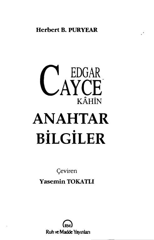 Anahtar Bilgiler PDF – Edgar Cayce