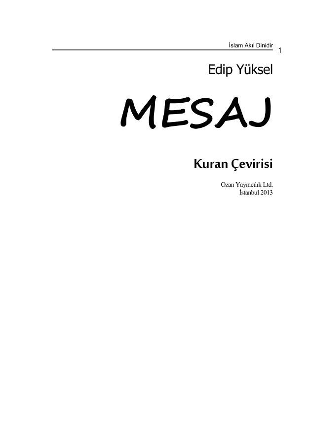 Mesaj: Kuran Çevirisi PDF – Edip Yüksel